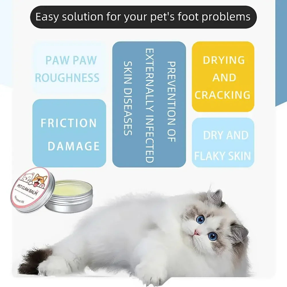 50g Paw Balm for Cats Cat Dog Paw Protective Cream Pet Nose Protector Moisturizer Pet Crack Feet Repair Accessories for Cats