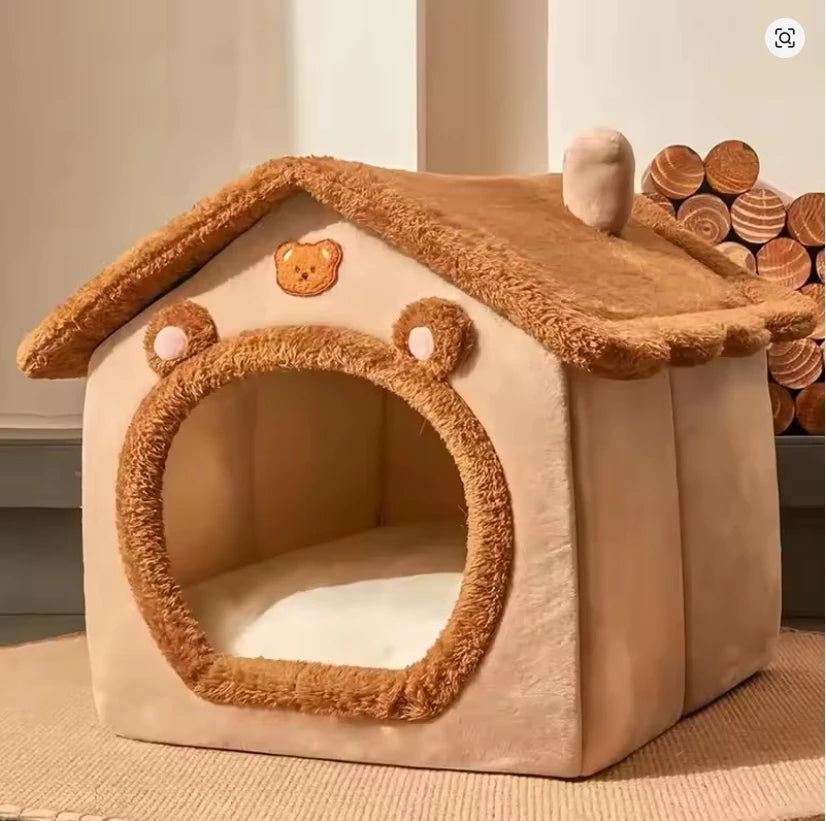 Cozy Cat Cottage Soft, Removable, Warm Polyester Bed for Cats & Small Dogs Ideal Winter Nest