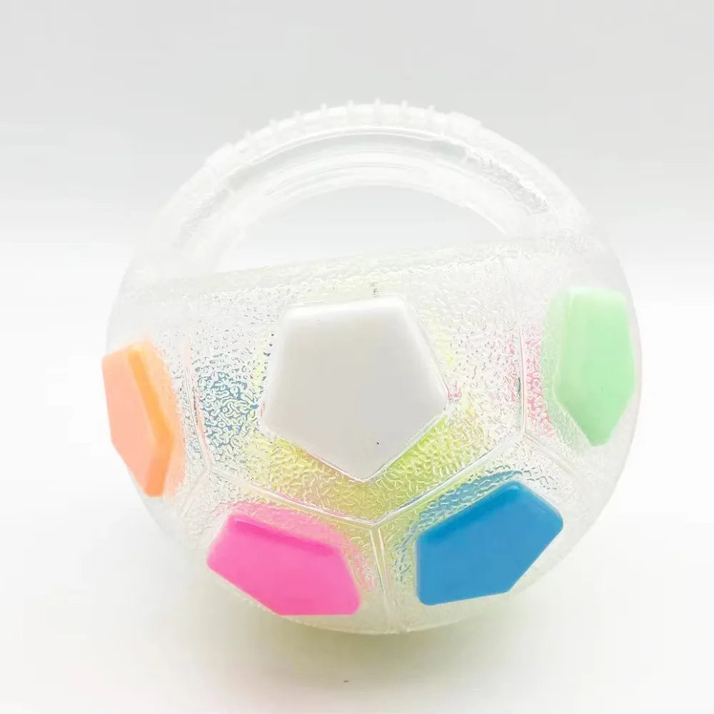 Animal Dog Toys Soccer Ball Durable TPR Interactive Squeaky Pet Football with Handle Teeth Grinding & Training