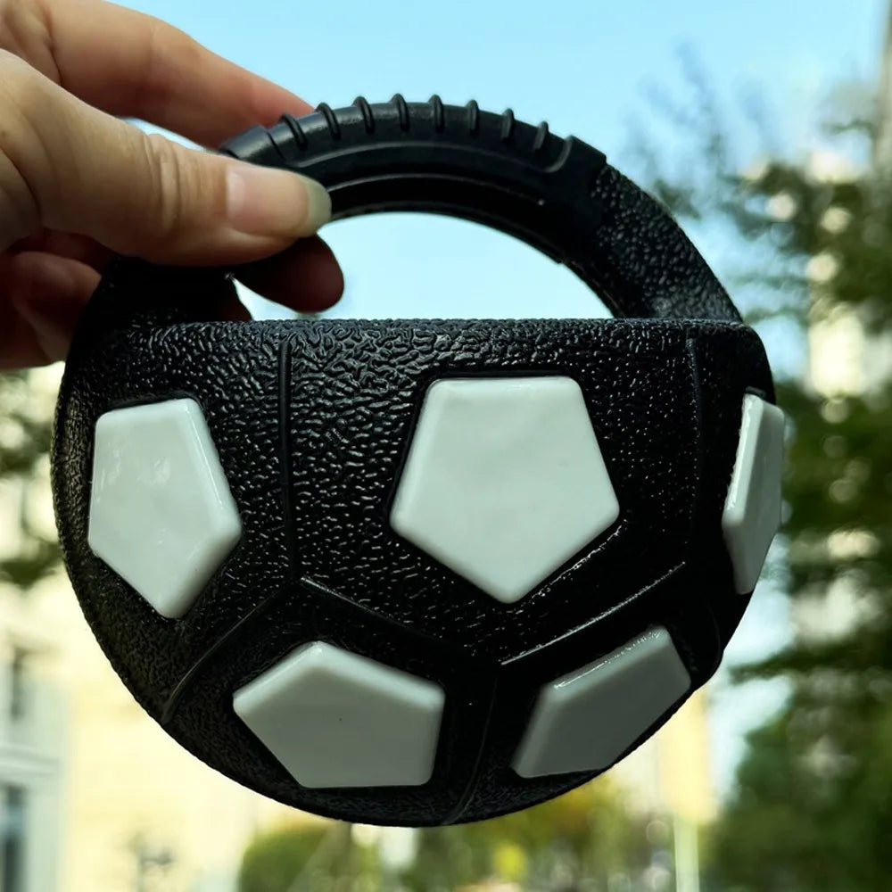 Animal Dog Toys Soccer Ball Durable TPR Interactive Squeaky Pet Football with Handle Teeth Grinding & Training