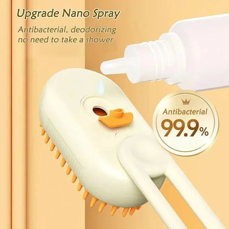 3-in-1 Pet Grooming Brush: Steam Spray, Massage & Hair Removal Tool for Cats & Dogs - Foldable & Rotatable Design