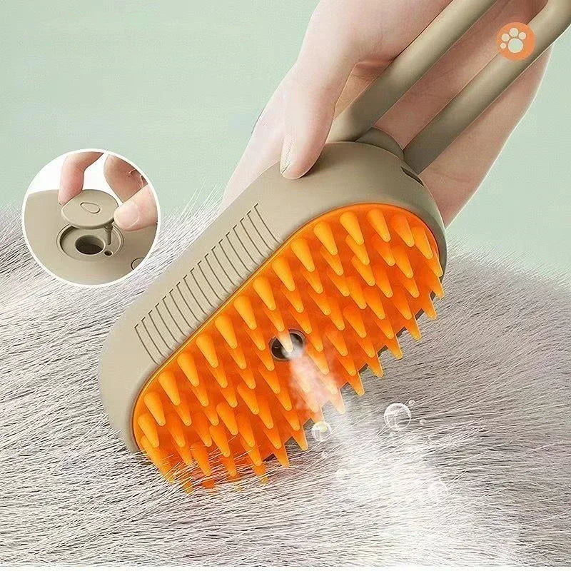 3-in-1 Pet Grooming Brush: Steam Spray, Massage & Hair Removal Tool for Cats & Dogs - Foldable & Rotatable Design