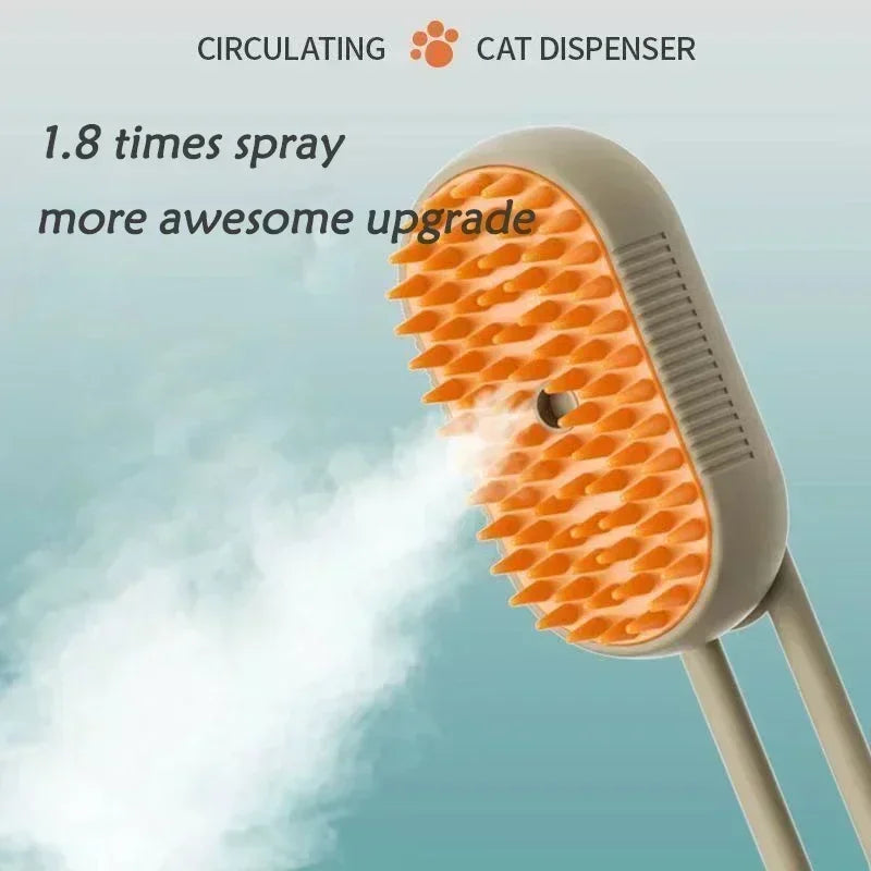 3-in-1 Pet Grooming Brush: Steam Spray, Massage & Hair Removal Tool for Cats & Dogs - Foldable & Rotatable Design