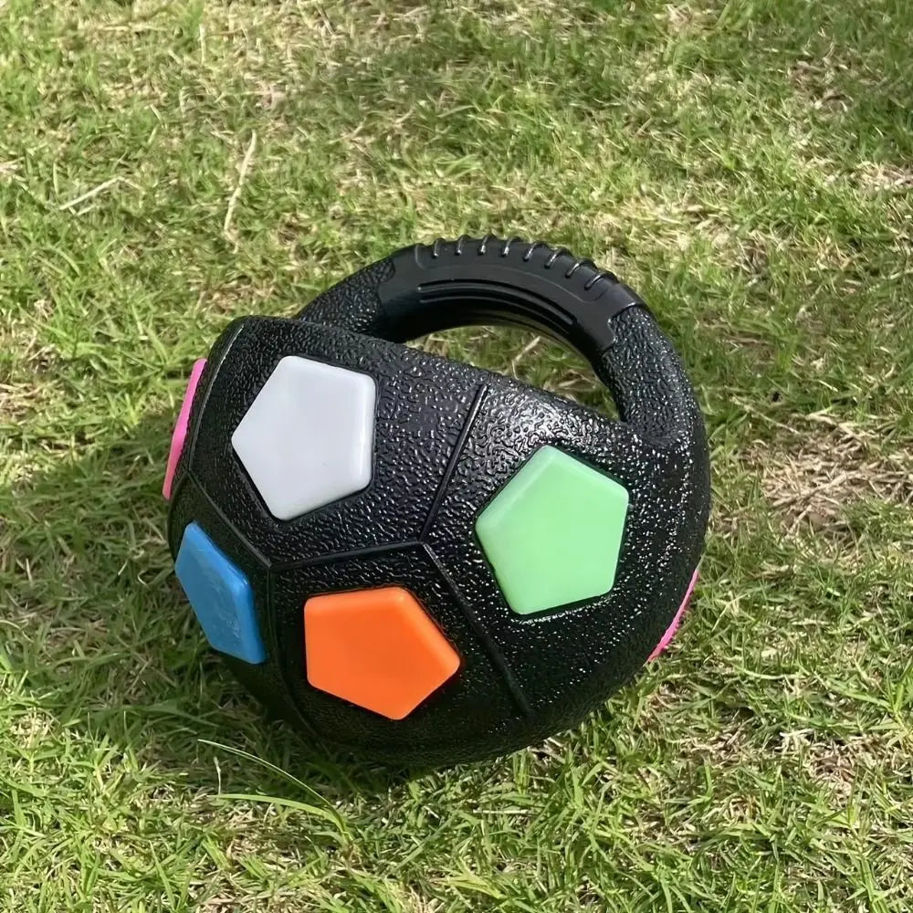 Animal Dog Toys Soccer Ball Durable TPR Interactive Squeaky Pet Football with Handle Teeth Grinding & Training