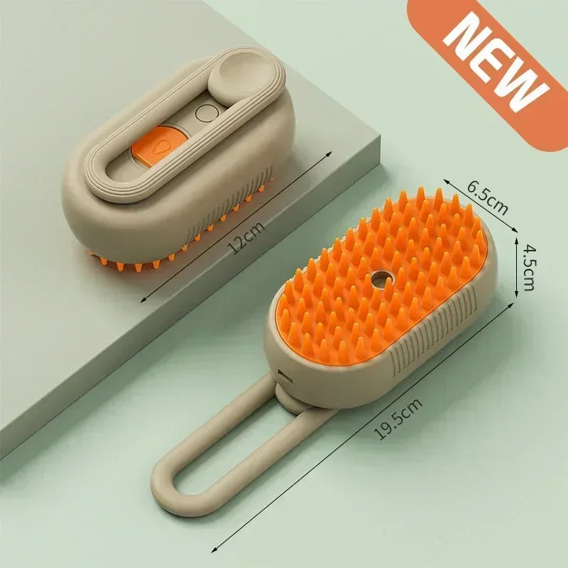 3-in-1 Pet Grooming Brush: Steam Spray, Massage & Hair Removal Tool for Cats & Dogs - Foldable & Rotatable Design