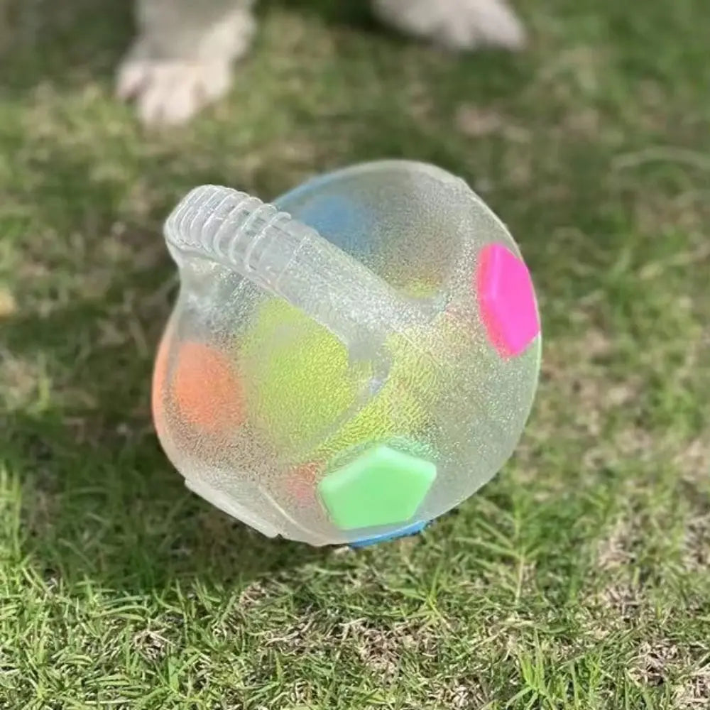 Animal Dog Toys Soccer Ball Durable TPR Interactive Squeaky Pet Football with Handle Teeth Grinding & Training