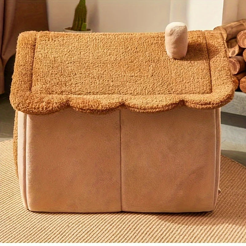 Cozy Cat Cottage Soft, Removable, Warm Polyester Bed for Cats & Small Dogs Ideal Winter Nest