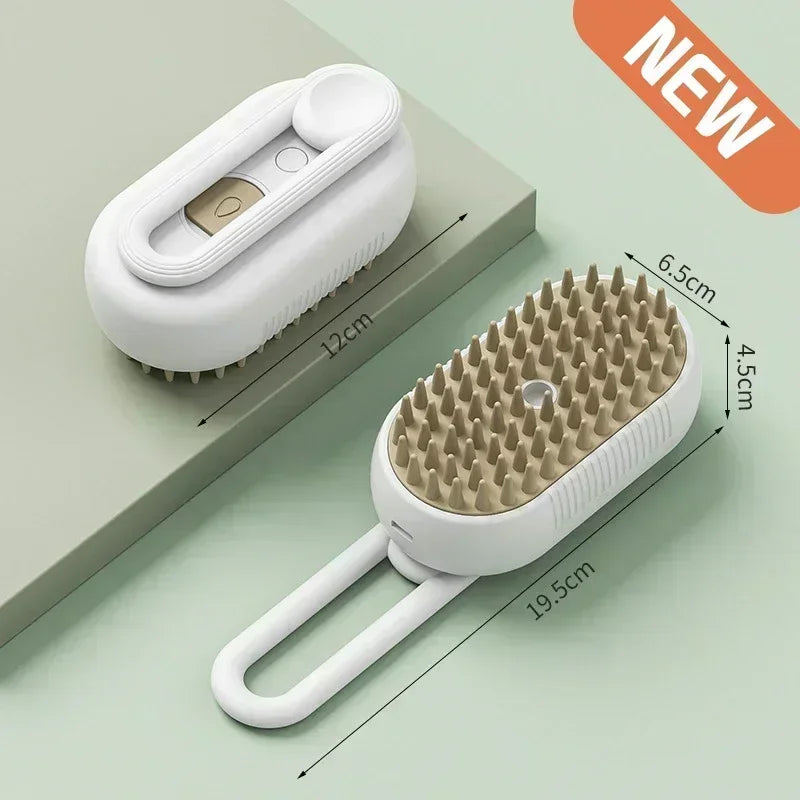 3-in-1 Pet Grooming Brush: Steam Spray, Massage & Hair Removal Tool for Cats & Dogs - Foldable & Rotatable Design