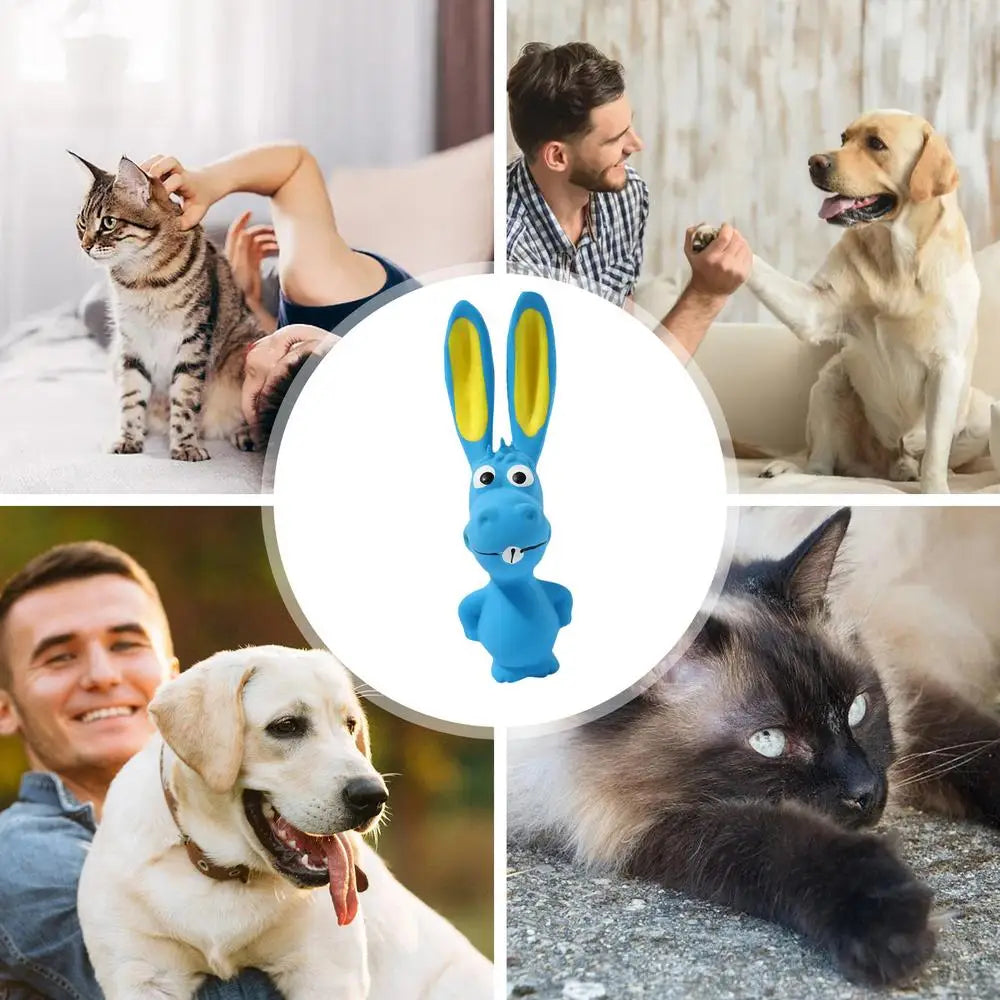 Dog Squeaky Toys Hippo Animal Chew Toys Latex Squeaky Toys Pet Supplies Soft Interactive Crinkle Dog Toys For Inside Dog & All
