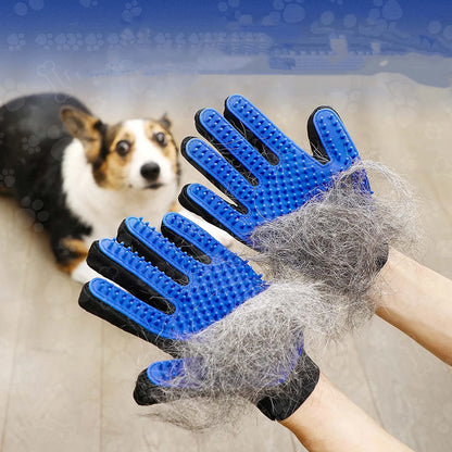 A pair of pet grooming gloves - gentle brush removal, suitable for dogs and cats - massage stimulation loop - easy to use