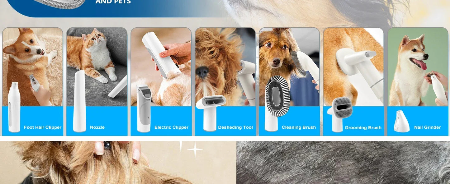 Dog Grooming Kit for Pet Include 4 Hair Clipper Combs 2.5L Vacuum Cleaner and 5 Pet Grooming Tools for Shedding