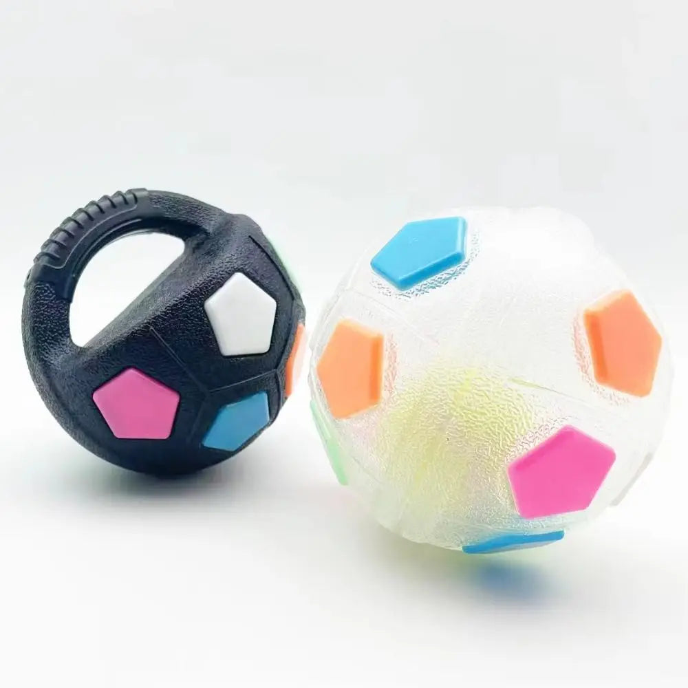 Animal Dog Toys Soccer Ball Durable TPR Interactive Squeaky Pet Football with Handle Teeth Grinding & Training