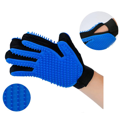 A pair of pet grooming gloves - gentle brush removal, suitable for dogs and cats - massage stimulation loop - easy to use