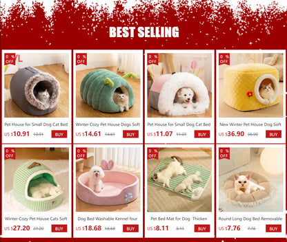 Pet House for Small Dog Cat Bed House Portable Enclosed Plush Pet Kitten Nest Winter Warm Soft Pet Cave Kennel Deep Sleep Sofa
