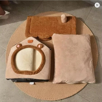 Cozy Cat Cottage  Soft, Removable, Warm Polyester Bed for Cats & Small Dogs Ideal Winter Nest