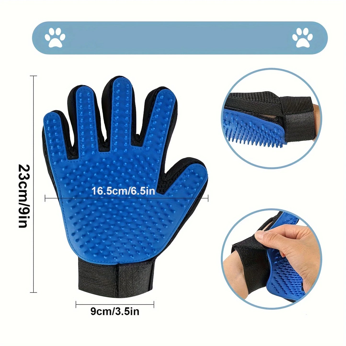 A pair of pet grooming gloves - gentle brush removal, suitable for dogs and cats - massage stimulation loop - easy to use