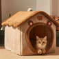 Cozy Cat Cottage  Soft, Removable, Warm Polyester Bed for Cats & Small Dogs Ideal Winter Nest