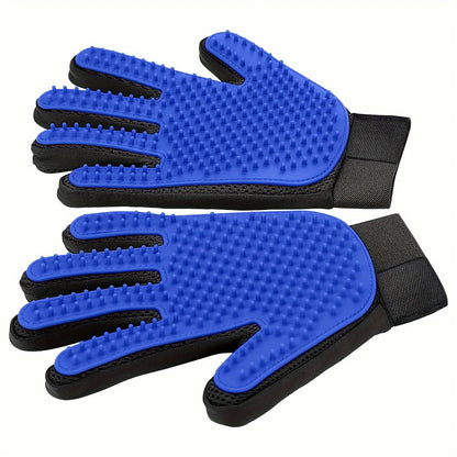 A pair of pet grooming gloves - gentle brush removal, suitable for dogs and cats - massage stimulation loop - easy to use